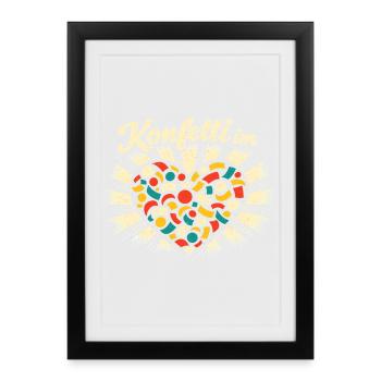 Confetti in the Heart - Idée de cadeau sucré - Affiche encadrée (27 × 37 cm) - noir - Devant