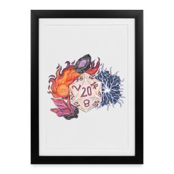 RPG Tabletop D20 Dice Gift Magician - Framed poster (27 × 37 cm) - black - Front