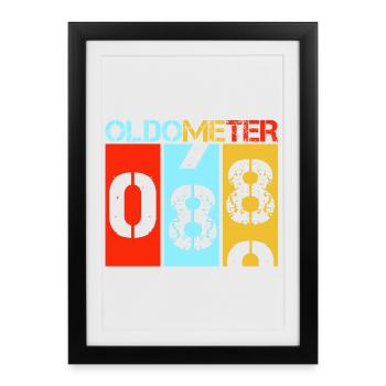 Oldometer 88 Funny 88th Birthday Retro - Framed poster (27 × 37 cm) - black - Front