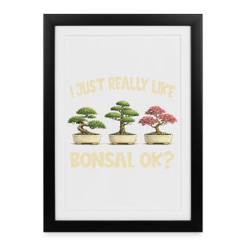 Bonsai funny I just like bonsai very much - Framed poster (27 × 37 cm) - black - Front