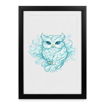 Hibou aérien – animal fait de vent - Affiche encadrée (27 × 37 cm) - noir - Devant
