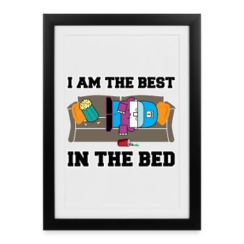 Bestes im Bett Cartoon-Tee - Gerahmtes Poster (27 × 37 cm) - Schwarz - Vorne