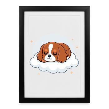 Puppy Sleeper Rider on Cloud - Framed poster (27 × 37 cm) - black - Front
