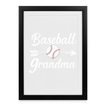 Grand-mère de baseball Fière fan de baseball Grand-mère - Affiche encadrée (27 × 37 cm) - noir - Devant