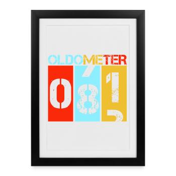Oldometer 81 : design rétro drôle pour le 81e anniversaire - Affiche encadrée (27 × 37 cm) - noir - Devant