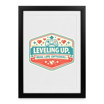 Badge de montée en niveau dans le jeu - Affiche encadrée (27 × 37 cm) - noir - Devant