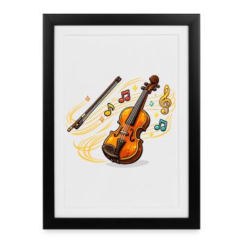 Violon à chevilles sonores - Affiche encadrée (27 × 37 cm) - noir - Devant
