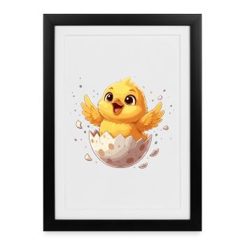 Chicks from the Egg – Happy Departure - Framed poster (27 × 37 cm) - black - Front