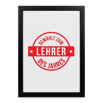 Tampon Meilleur Enseignant de l'Année Félicitation - Affiche encadrée (27 × 37 cm) - noir - Devant
