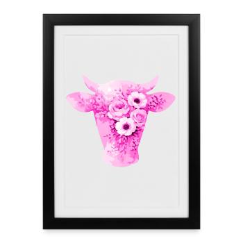Fleurs en forme de vache - Affiche encadrée (27 × 37 cm) - noir - Devant
