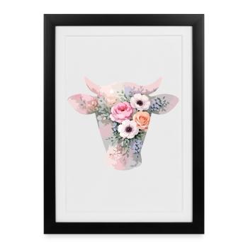 Fleurs en forme de vache - Affiche encadrée (27 × 37 cm) - noir - Devant