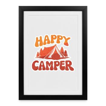 Happy Camper – Tent Motif - Framed poster (27 × 37 cm) - black - Front