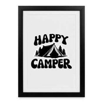 Happy Camper Tent Graphic - Framed poster (27 × 37 cm) - black - Front