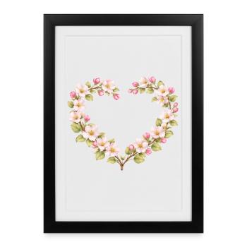 Spring Motif Apple Blossom Heart Frame - Framed poster (27 × 37 cm) - black - Front
