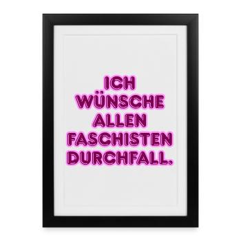 Gegen Faschisten Pink Protest - Gerahmtes Poster (27 × 37 cm) - Schwarz - Vorne