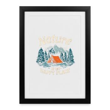 Camping, la nature dit que la nature est mon lieu de plaisir, campez - Affiche encadrée (27 × 37 cm) - noir - Devant