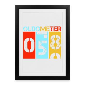Oldometer 58 Retro Vintage Birthday Level Up - Framed poster (27 × 37 cm) - black - Front