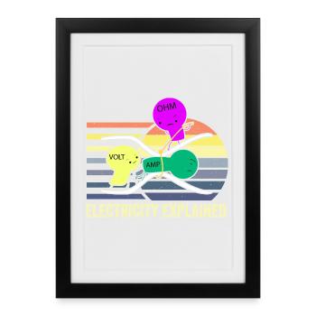 Trio Électricité : Ohm Amp-Volt - Affiche encadrée (27 × 37 cm) - noir - Devant
