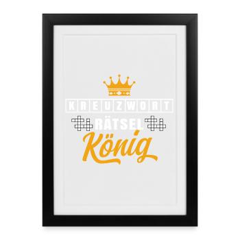  Kreuzwort Rätsel König - Gerahmtes Poster (27 × 37 cm) - Schwarz - Vorne