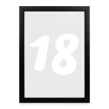 18. 18 YEARS OLD. 18th ANNIVERSARY. 18 BIRTHDAY. - Framed poster (27 × 37 cm) - black - Front