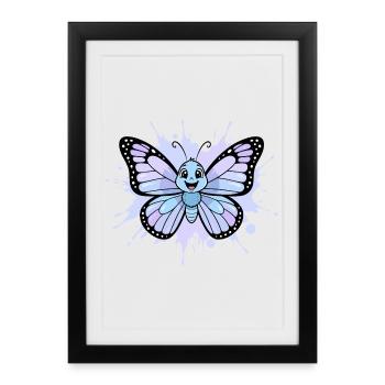 Blue Butterfly Splash Art - Framed poster (27 × 37 cm) - black - Front
