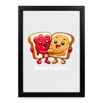 Sandwich au PBJ Confiture de beurre de cacahuète Meilleurs amis - Affiche encadrée (27 × 37 cm) - noir - Devant