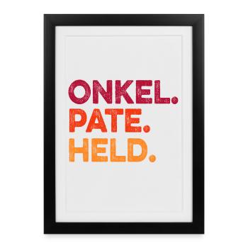 Oncle Parrain Héros - Affiche encadrée (27 × 37 cm) - noir - Devant