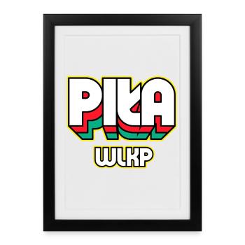Piła Wlkp., nom de la ville dans un style rétro - Affiche encadrée (27 × 37 cm) - noir - Devant