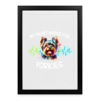 Ligne du cœur du Yorkshire Terrier - Affiche encadrée (27 × 37 cm) - noir - Devant