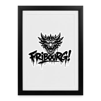 Fribourg Dragon - Affiche encadrée (27 × 37 cm) - noir - Devant