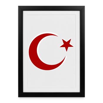 Red Moon Star Motif Turkey - Framed poster (27 × 37 cm) - black - Front