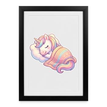 Unicorn Sleeping - Framed poster (27 × 37 cm) - black - Front