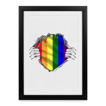 Drapeau LGBT Mois de la Fierté Gay Arc-en-ciel - Affiche encadrée (27 × 37 cm) - noir - Devant