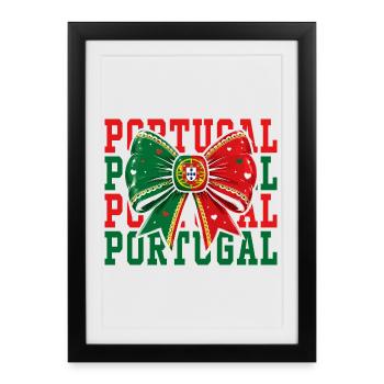 Nœud Drapeau Portugal | Style Coquette Portugais - Affiche encadrée (27 × 37 cm) - noir - Devant
