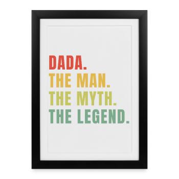 Citation drôle de Dada Man Myth Legend - Affiche encadrée (27 × 37 cm) - noir - Devant