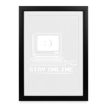 Stay Online Retro Computer - Framed poster (27 × 37 cm) - black - Front