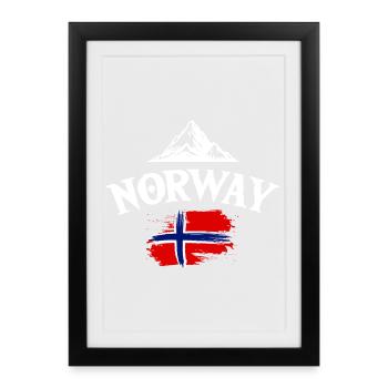 Norway Vacation Norge Fjords Travel Scandinavian - Framed poster (27 × 37 cm) - black - Front
