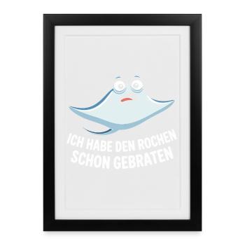 Rochen Schon Gebraten Stachelrochen Manta Rochen - Gerahmtes Poster (27 × 37 cm) - Schwarz - Vorne