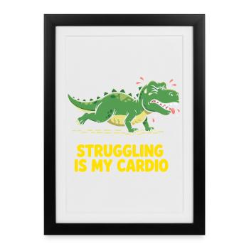 Dinosaur déteste l’entraînement cardio - Affiche encadrée (27 × 37 cm) - noir - Devant