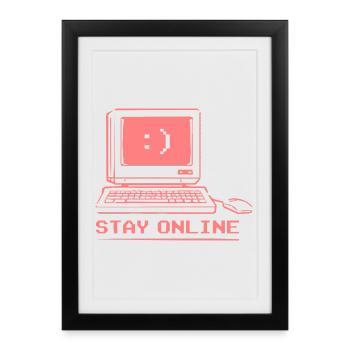 Stay Online Retro Computer - Framed poster (27 × 37 cm) - black - Front