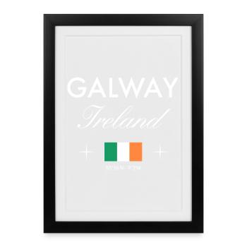 Galway Ireland Coordinates Travel Souvenir - Framed poster (27 × 37 cm) - black - Front