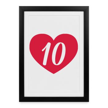 10 coeur anniversaire - Affiche encadrée (27 × 37 cm) - noir - Devant