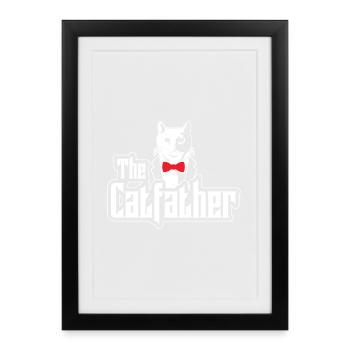 Cat Dad Crazy Cats Father Maine Coon Siam - Framed poster (27 × 37 cm) - black - Front