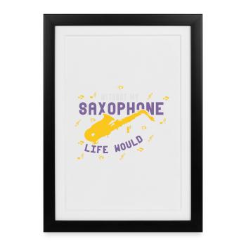 saxophone - Affiche encadrée (27 × 37 cm) - noir - Devant