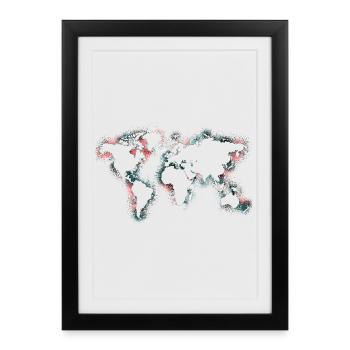 carte du monde - Affiche encadrée (27 × 37 cm) - noir - Devant