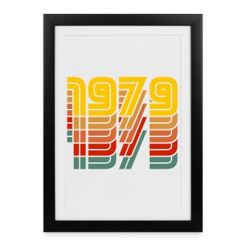 1979 vintage coloré - Affiche encadrée (27 × 37 cm) - noir - Devant