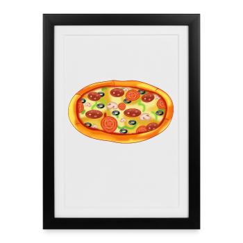 Pizza - Affiche encadrée (27 × 37 cm) - noir - Devant