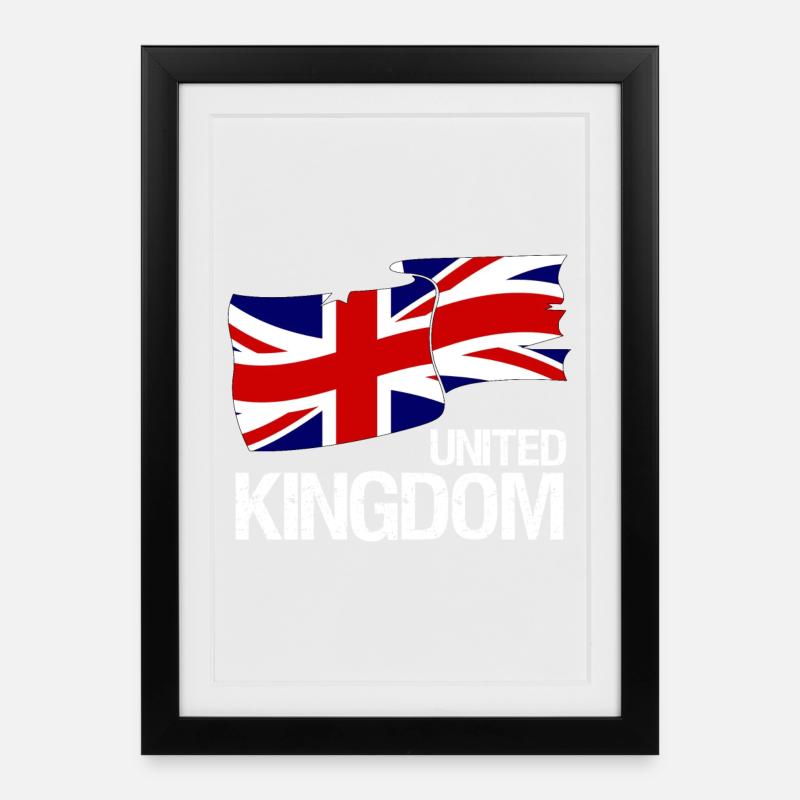 Great Britain Union Jack Flag - Design - Framed poster (27 × 37 cm) - black
