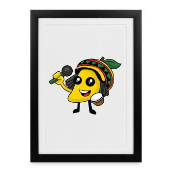 Citron karaoké jamaïcain - design - Affiche encadrée (27 × 37 cm) - noir - Devant