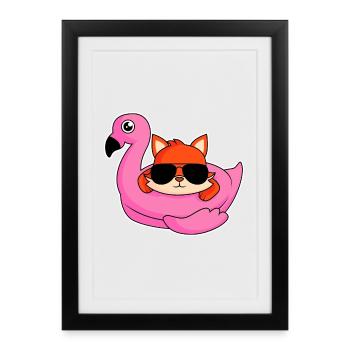 Fox dans la conception de flamants - Affiche encadrée (27 × 37 cm) - noir - Devant